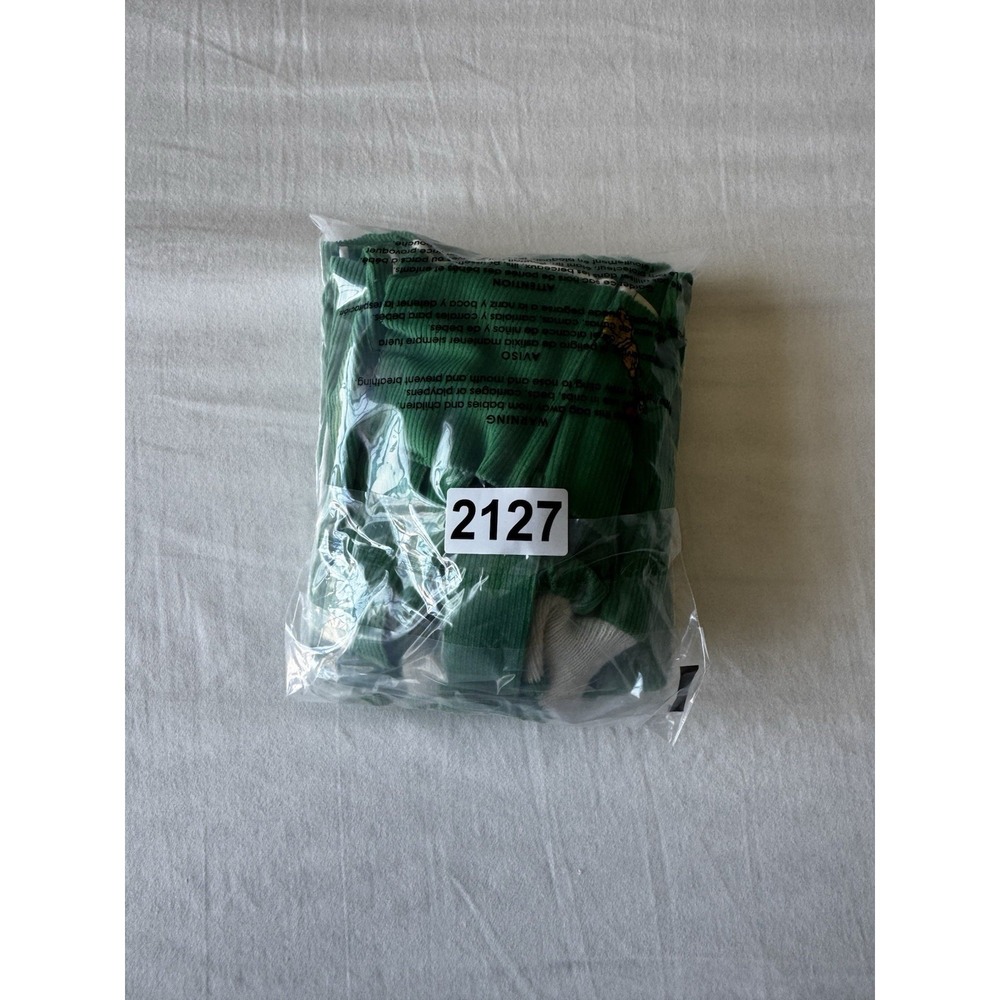 Vintage Sears Infant Corduroy Snowman Embroider Overalls Outfit Green Holiday - Picture 6 of 6